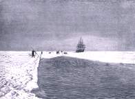 Le canal scié dans la glace.
